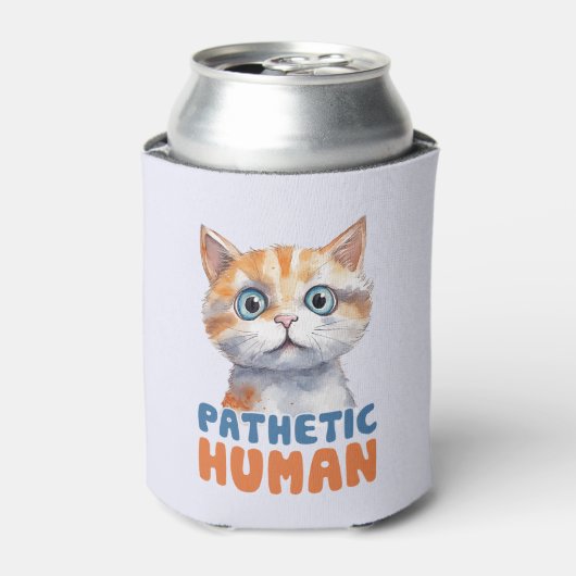 Pathetische mens – sarcastisch kattenontwerp blikjeskoeler (Blikje Voorkant)