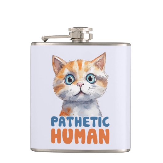 Pathetische mens – sarcastisch kattenontwerp heupfles (Voorkant)