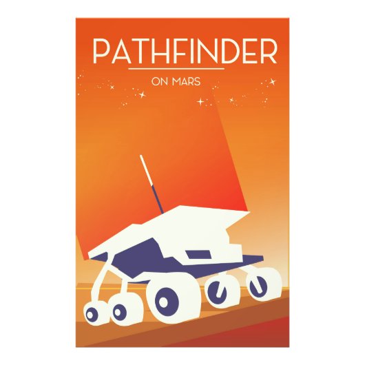 Pathfinder op Mars Ruimte Kunst Foto Afdruk (Voorkant)