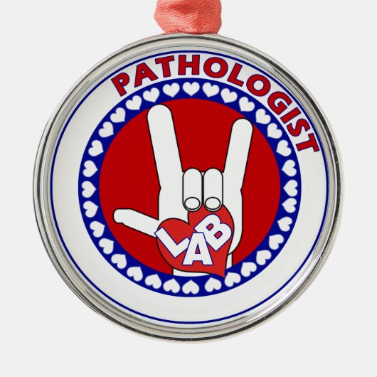 PATHOLOGIST LOGO ROUND ASL I LIEFT VAN LAB METALEN ORNAMENT (Voorkant)