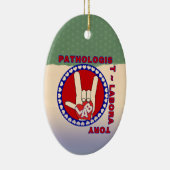 PATHOLOGIST SQUARE ASL LOVE LOGO KERAMISCH ORNAMENT (Rechts)