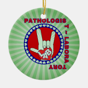 PATHOLOGIST SQUARE ASL LOVE LOGO KERAMISCH ORNAMENT