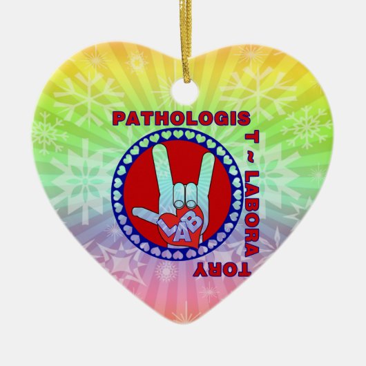 PATHOLOGIST SQUARE ASL LOVE LOGO KERAMISCH ORNAMENT (Voorkant)