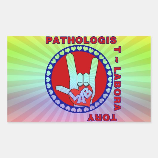 PATHOLOGIST SQUARE ASL LOVE LOGO RECHTHOEKIGE STICKER (Voorkant)