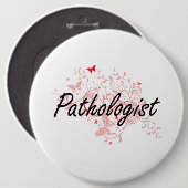 Patholoog artistiek baanontwerp met botervliegen ronde button 6,0 cm (Voorkant /achterkant)