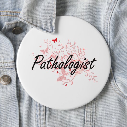 Patholoog artistiek baanontwerp met botervliegen ronde button 6,0 cm (In situ)