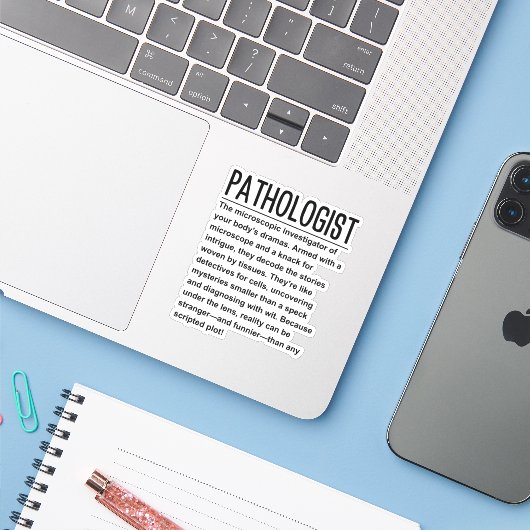 Patholoog Sticker (Laptop met iPhone)