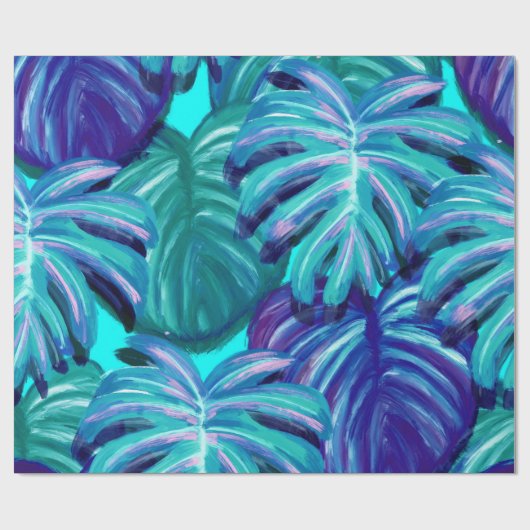 Pathos tropisch gebladerte retro cadeaupapier (Vlak)