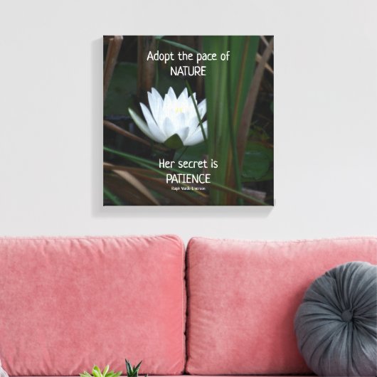 Patience Emerson Inspirerend Quote Lotus Canvas Afdruk (Insitu (Woonkamer))