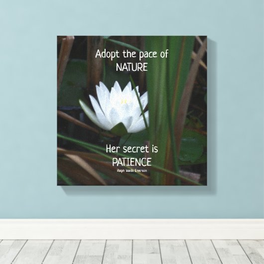 Patience Emerson Inspirerend Quote Lotus Canvas Afdruk (Insitu (Houten vloer))