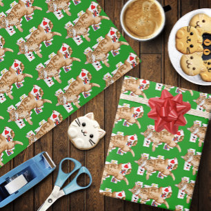 Patience Grappige Oranje Lapjeskat Speelkaarten  Cadeaupapier