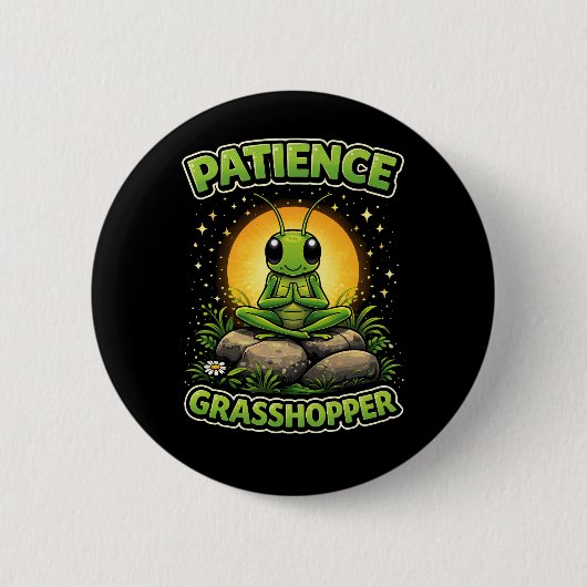 Patience Grasshopper Ronde Button 5,7 Cm (Voorkant)