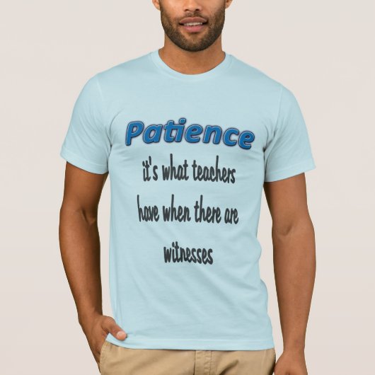 Patience Mannen lichtblauw T-shirt (Voorkant)