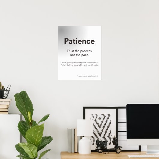 Patience Vertrouw Op Het Proces Minimalistische Ka Poster (Thuiskantoor)