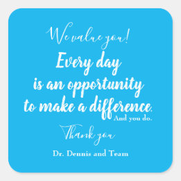 Patiënt bedankt Blue White Typografie Vierkante Sticker