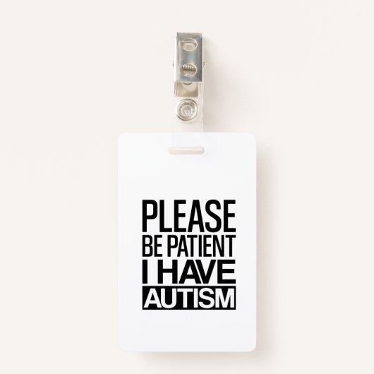 PATIËNT IK HEB AUTISME BADGE (Voorkant met clip)