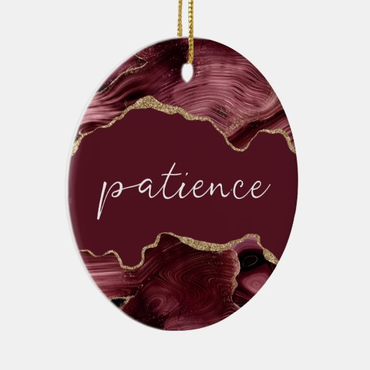 Patiënt Inspirerend Word Burgundy Red Agate Keramisch Ornament (Rechts)