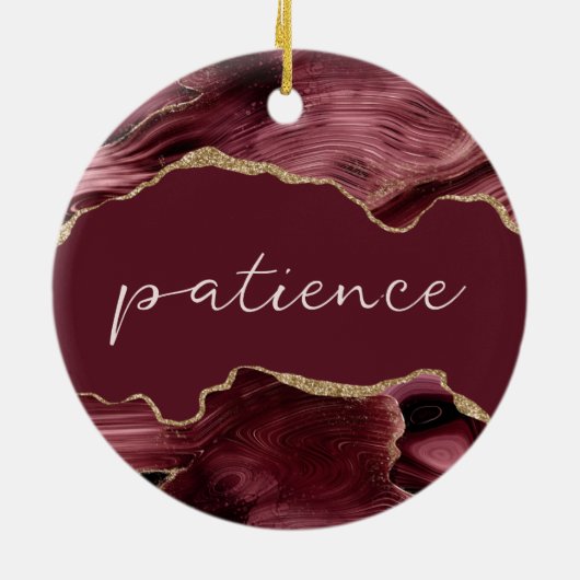 Patiënt Inspirerend Word Burgundy Red Agate Keramisch Ornament (Achterkant)