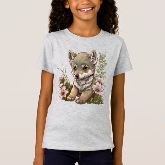Patient Little Wolf Pup Girls T-Shirt