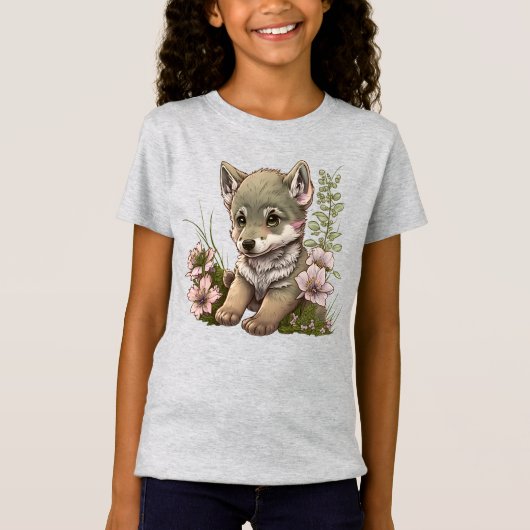 Patient Little Wolf Pup Girls T-Shirt (Voorkant)