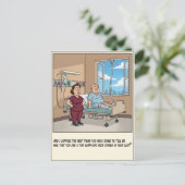 Patiënt probeert te ontsnappen uit het ziekenhuis, briefkaart (Staand voorkant)