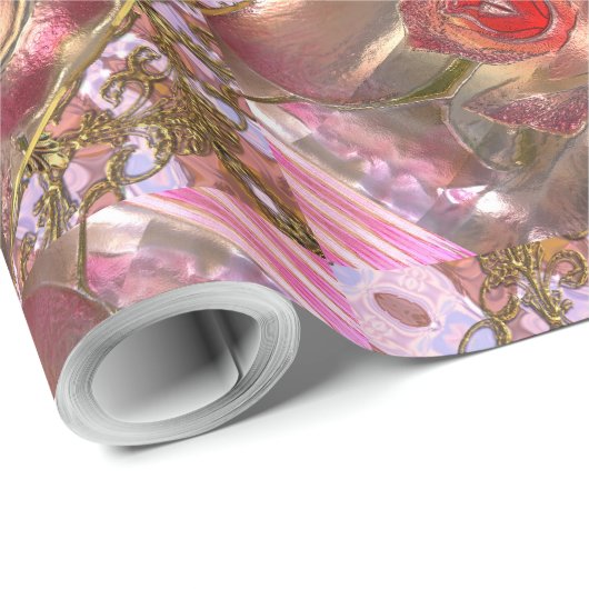 Patiënt Romantic  roze patroon Cadeaupapier (Rol Hoek)