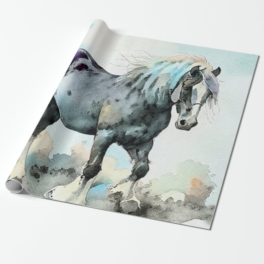 Patiënt Schiere Paard Aquarel Cadeaupapier (Uitgerold)