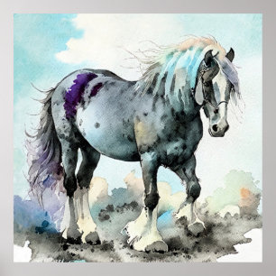 Patiënt Schiere Paard Aquarel Poster