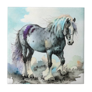 Patiënt Schiere Paard Aquarel Tegeltje