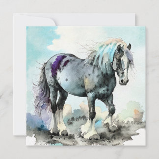 Patient Shire Horse Watercolour Bedankkaart