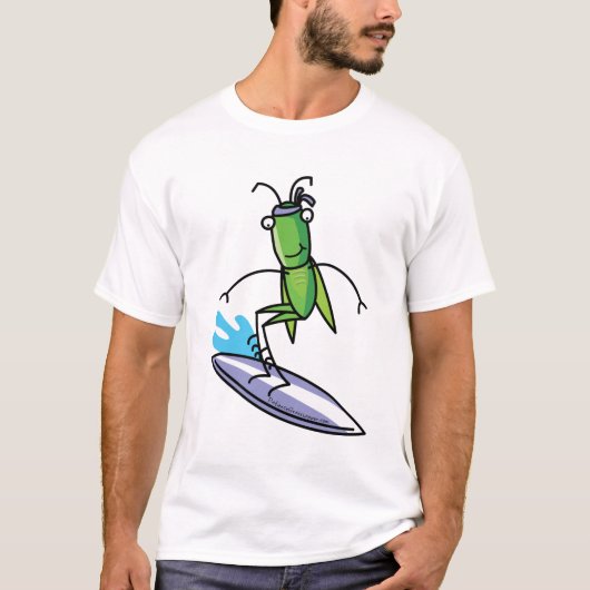 Patiënt, sprinkhaan Surfing T Shirt (Voorkant)