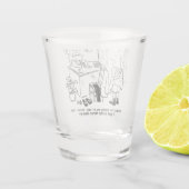 Patiënt vertelt dokter dat hij nu beter is. shot glas (Achterkant)