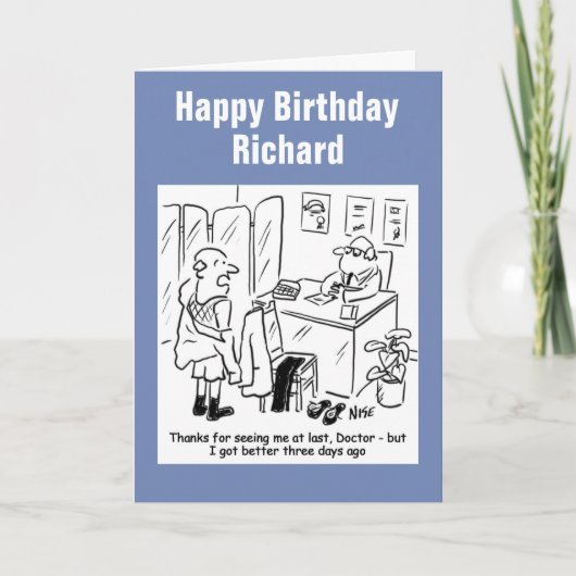 Patiënt zegt tegen dokter dat hij beter is kaart (Voorkant)