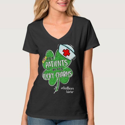 Patiënten met een Lucky Charms-gezondheidswerker T-shirt (Voorkant)