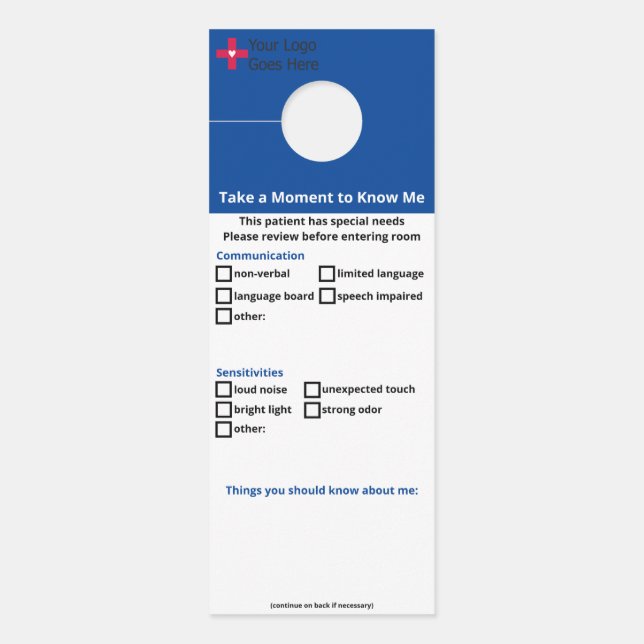 Patiënten met speciale behoeften deurhanger (Voorkant)