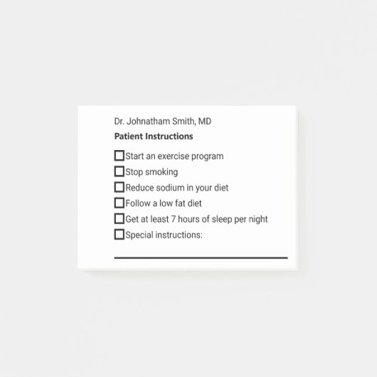 Patiënteninstructies Checklist voor veranderingen  Post-it® Notes (Voorkant)