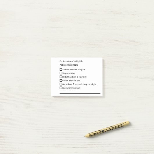 Patiënteninstructies Checklist voor veranderingen  Post-it® Notes (Op bureau)