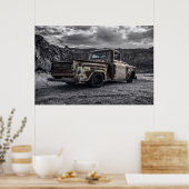 Patina 1956 Chevrolet C10 op maat gemaakte ophaalw Poster (Keuken)