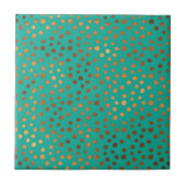 Patina Blauw Turquoise Goud Metallic Folie Polka D Tegeltje (Voorkant)