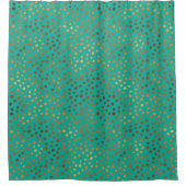 Patina Blue Turquoise Blauwgroen Koper Stippen mod Douchegordijn (Voorkant)