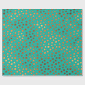 Patina Blue Turquoise Gold Metallic Faux Folie Dot Cadeaupapier (Vlak)