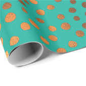 Patina Blue Turquoise Gold Metallic Faux Folie Dot Cadeaupapier (Rol Hoek)