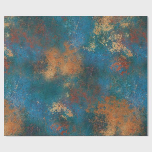 Patina Copper Distressed Turquoise  Cadeaupapier (Vlak)