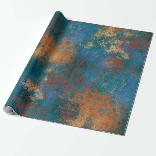 Patina Copper Distressed Turquoise  Cadeaupapier (Uitgerold)