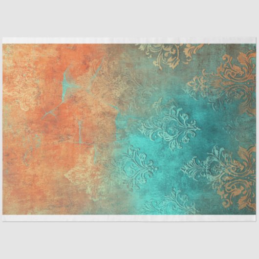 Patina Damask, verweerde patronen achtergrond Tissuepapier (Voorkant)