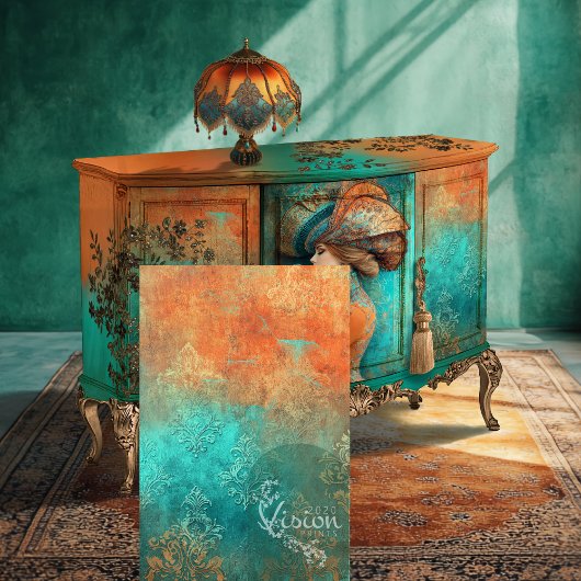 Patina Damask, verweerde patronen achtergrond Tissuepapier