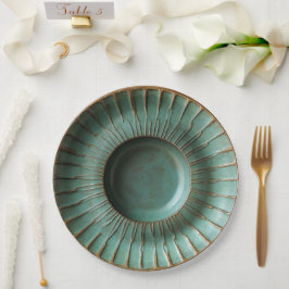 Patina Green & Antiek Gold Pottery-Inspired Papieren Bordje