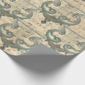 Patina Harps en Muzieknoten op Cream Cadeaupapier (Hoek)