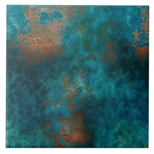 Patina Koper Turquoise Roest Tegeltje (Voorkant)