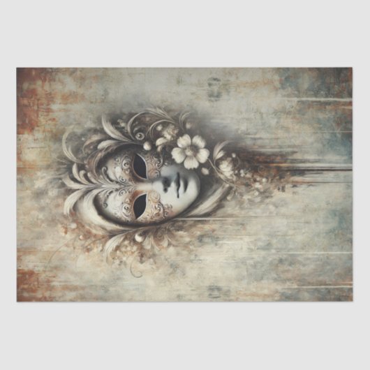 Patina met Venetiaans masker – Decoupage Tissuepapier (Voorkant)